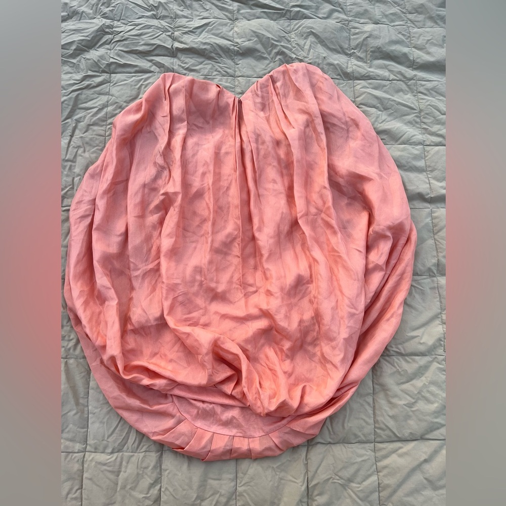 Nanushka Silk Pink Peach Balloon Dress, Size S, Lined, Built in Bra